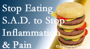 Murfreesboro chiropractic patients do well to avoid the S.A.D. diet to decrease inflammation and pain.