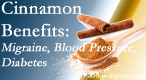 Most Chiropractic Clinic presents research on the benefits of cinnamon for migraine, diabetes and blood pressure.