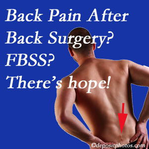 Murfreesboro chiropractic care has a treatment plan for relieving post-back surgery continued pain (FBSS or failed back surgery syndrome).