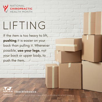 Most Chiropractic Clinic advises lifting with your legs.
