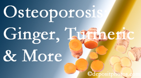 Most Chiropractic Clinic presents benefits of ginger, FLL and turmeric for osteoporosis care and treatment.